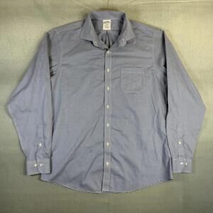 Brooks Brothers Dress Shirt Mens 16.5-6/7 Blue Regent Fit Houndstooth Button Up